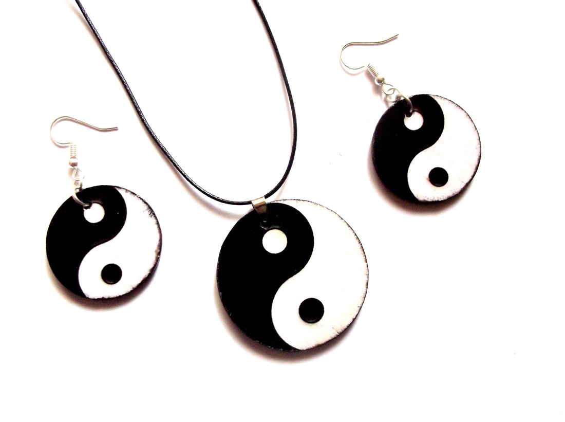 set bijuterii lemn cu Yin Yang 40850 - bijuterii - seturi de bijuterii - Artynos.ro