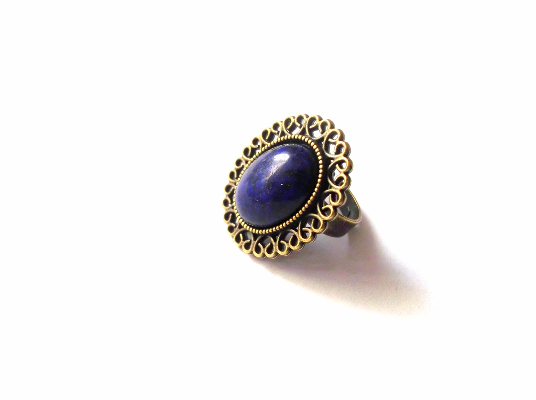 inel bronz cu lapis lazuli 40540 - bijuterii - inele - inele de piatră - Artynos.ro