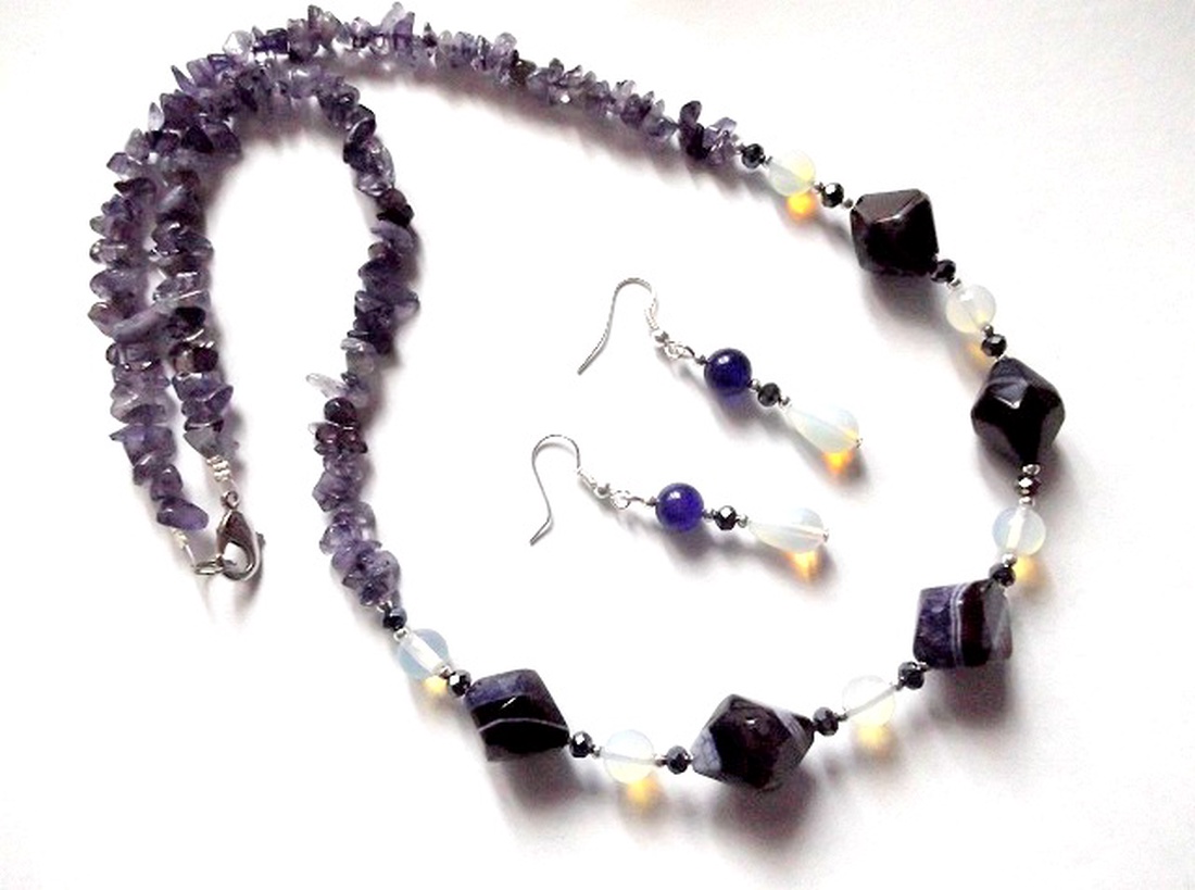 set opalit si agate mov 37864 - bijuterii - seturi de bijuterii - Artynos.ro