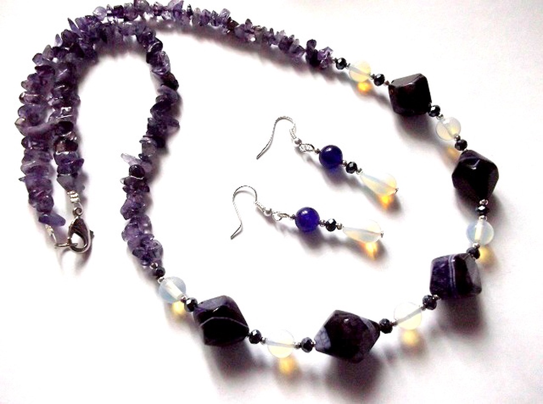 set opalit si agate mov 37864 - bijuterii - seturi de bijuterii - Artynos.ro