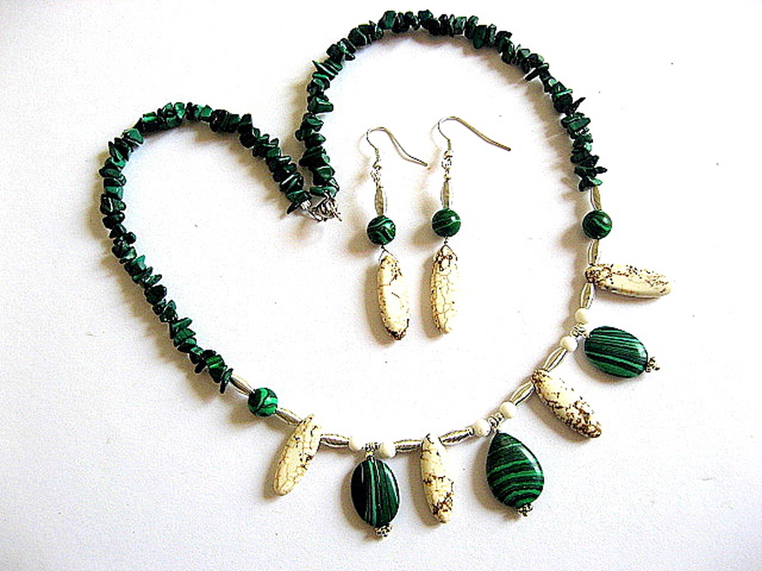 set malachit si howlite 21963 - bijuterii - seturi de bijuterii - Artynos.ro