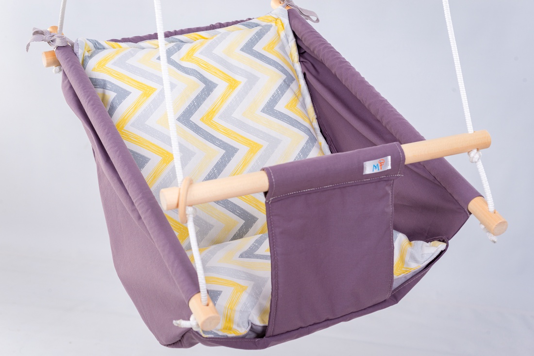 Leagăn Multifunctional Babyswing, Gri galben zig-zag - jucării și echipamente pentru copii - leagăne pentru bebeluși și copii - Artynos.ro