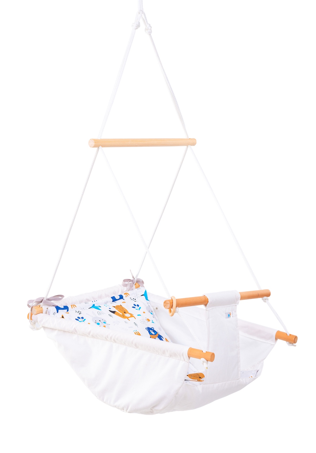 Leagăn Multifunctional Babyswing, Animăluțe alb-albastru  - jucării și echipamente pentru copii - leagăne pentru bebeluși și copii - Artynos.ro