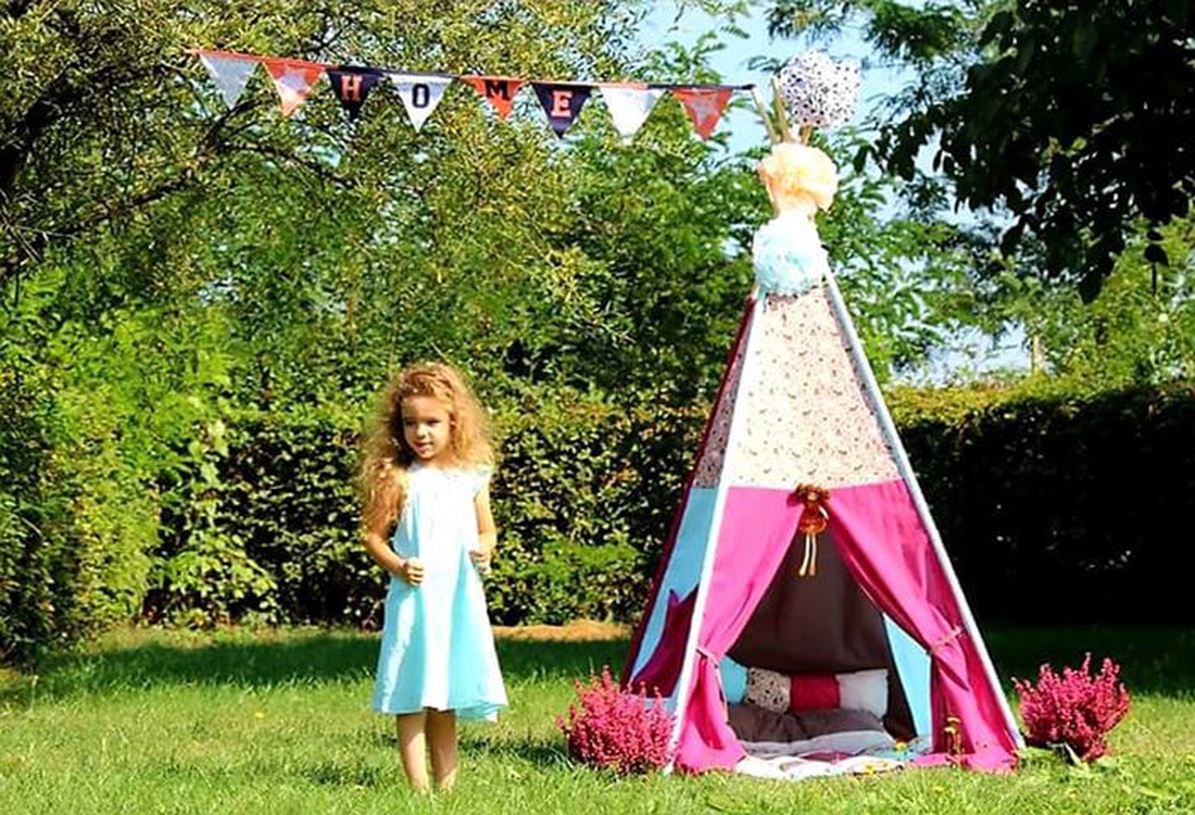 Cort TeePee Fucsia - jucării și echipamente pentru copii - corturi copii, căsuțe copii - Artynos.ro