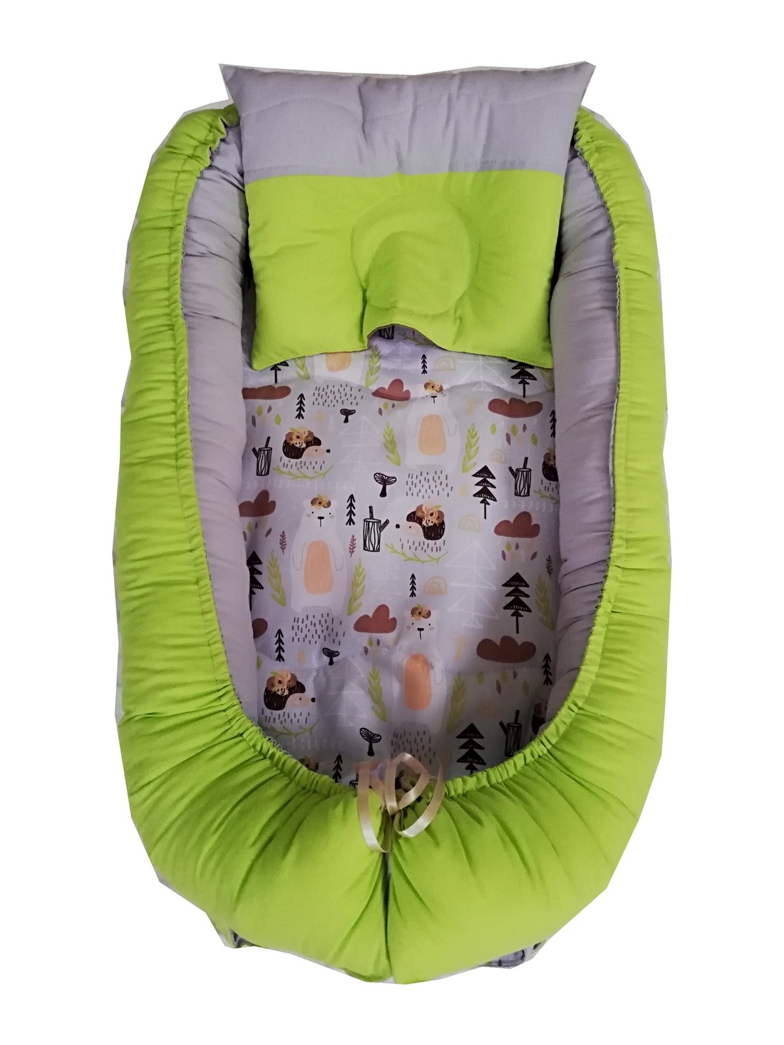 Set Baby Nest Animalute Din Padure, Verde Gri - casă & stil de viață - echipament pentru camera copiilor - cuib pentru copii - Artynos.ro