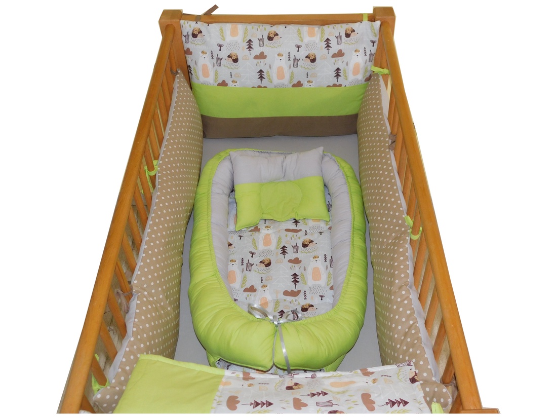 Set Baby Nest Animalute Din Padure, Verde Gri - casă & stil de viață - echipament pentru camera copiilor - cuib pentru copii - Artynos.ro