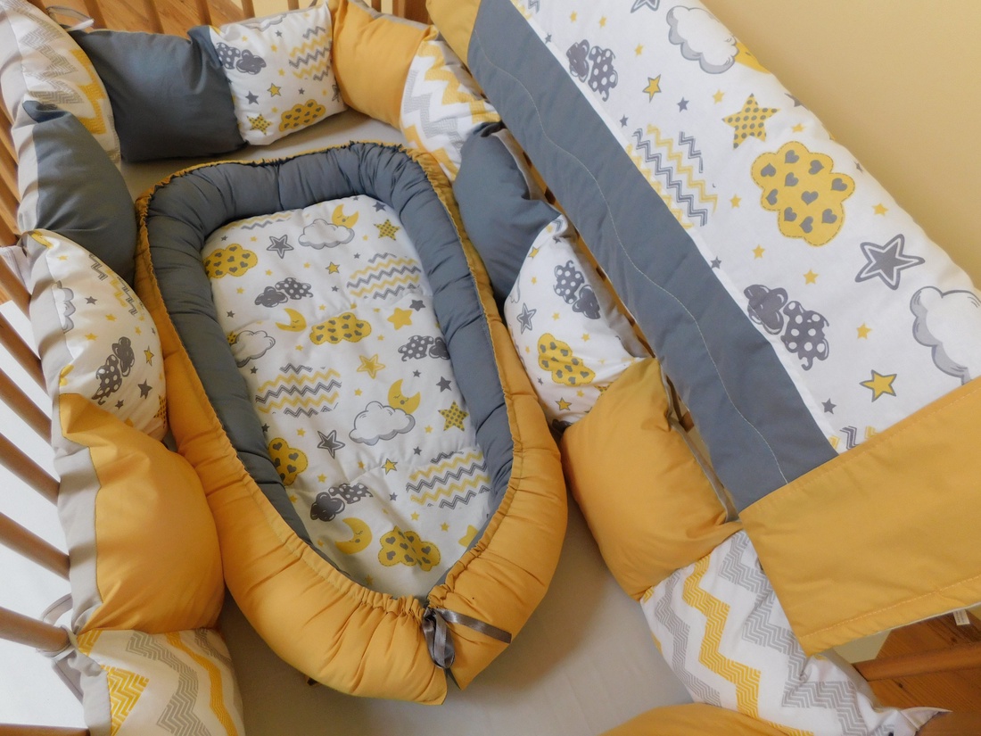 Set Baby Nest Personalizat, Stelute Galbene,  3 Piese - casă & stil de viață - echipament pentru camera copiilor - cuib pentru copii - Artynos.ro