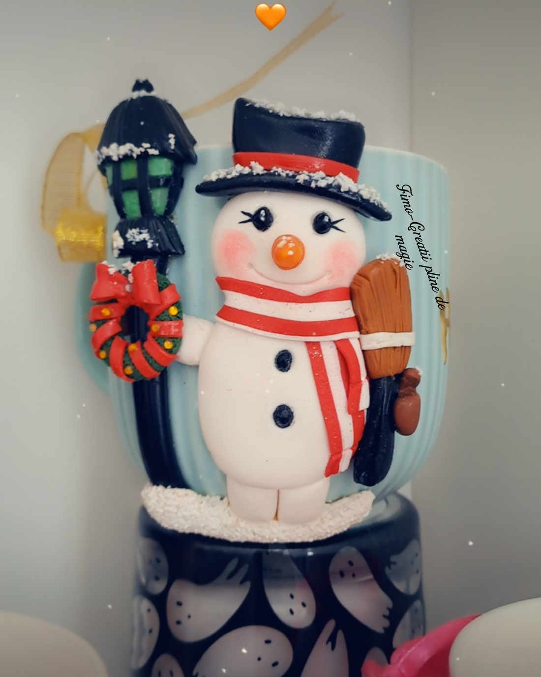 Cana snowman - accesorii de crăciun - cadou tematic de moș crăciun, decorațiuni - cadouri de moș crăciun - Artynos.ro