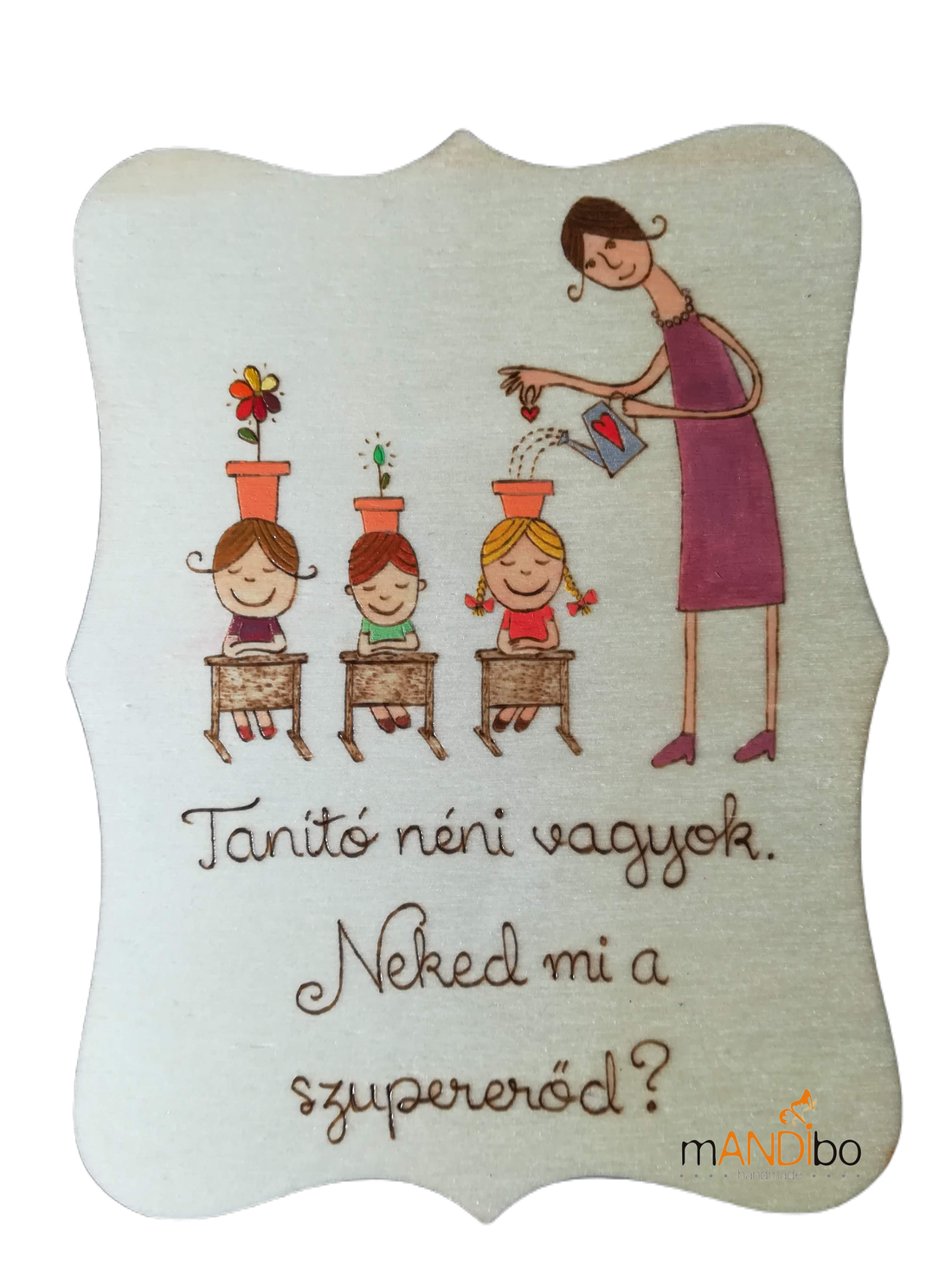 Tablita pirogravata pentru educatoare - casă & stil de viață - accesorii pentru decorat casa - decorațiuni de geam și decorațiuni de ușă  - ornamente de ușă  - Artynos.ro