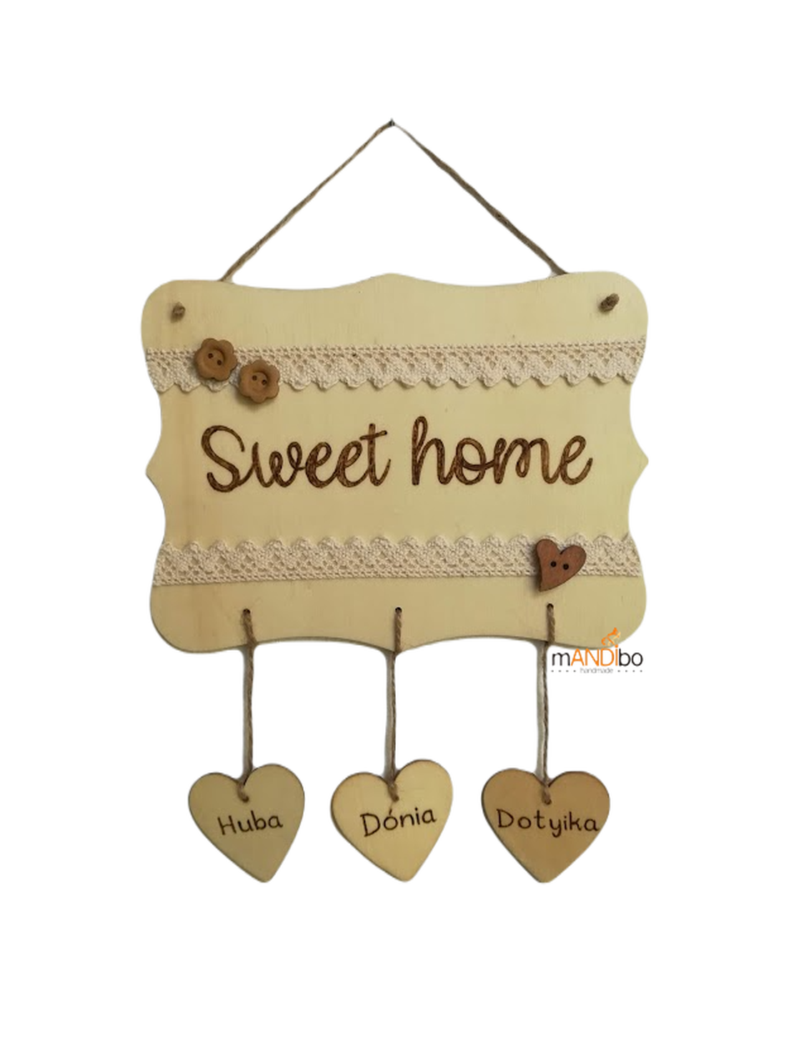 Tabliță pirogravată personalizabilă- Casă, dulce casă - casă & stil de viață - accesorii pentru decorat casa - decorațiuni de geam și decorațiuni de ușă  - ornamente de ușă  - Artynos.ro