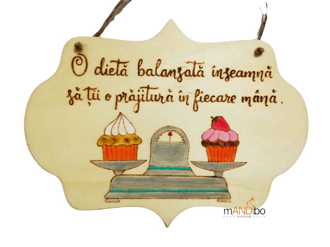 Tăbliță pirogravată pentru bucătărie - Dietă balansată - casă & stil de viață - accesorii pentru echipamente de bucătărie - decorații de bucătărie - decorațiuni de bucătărie - Artynos.ro