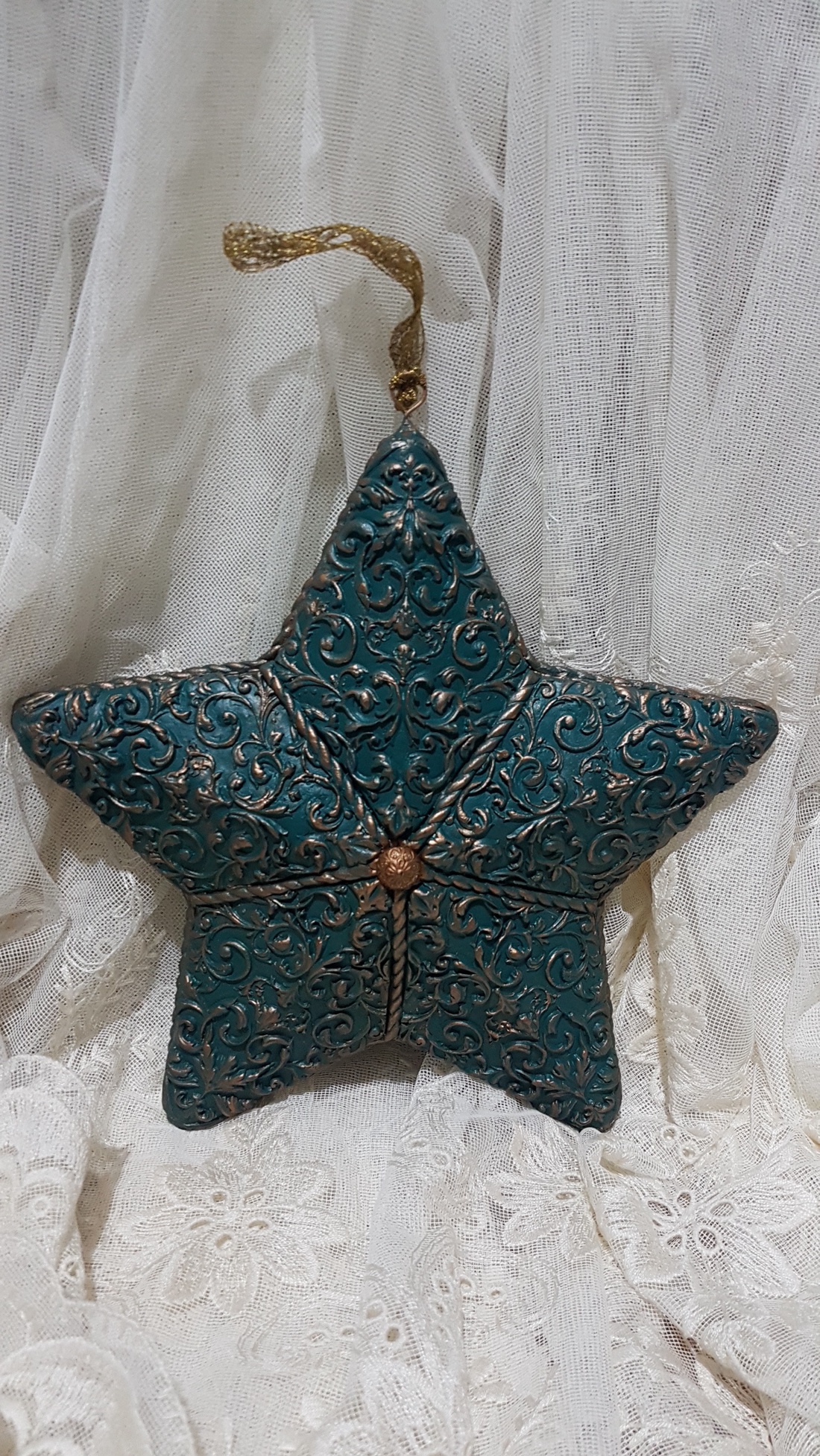 Decoratiune stea verde si bronz - accesorii de crăciun - decorațiuni de crăciun de casă - decorațiuni pentru casă de crăciun - Artynos.ro