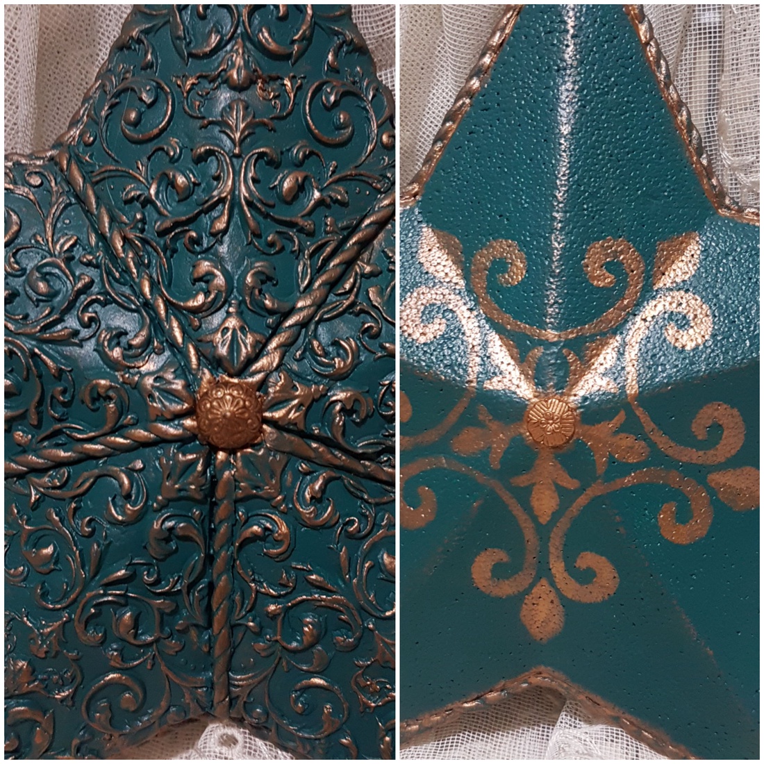 Decoratiune stea verde si bronz - accesorii de crăciun - decorațiuni de crăciun de casă - decorațiuni pentru casă de crăciun - Artynos.ro