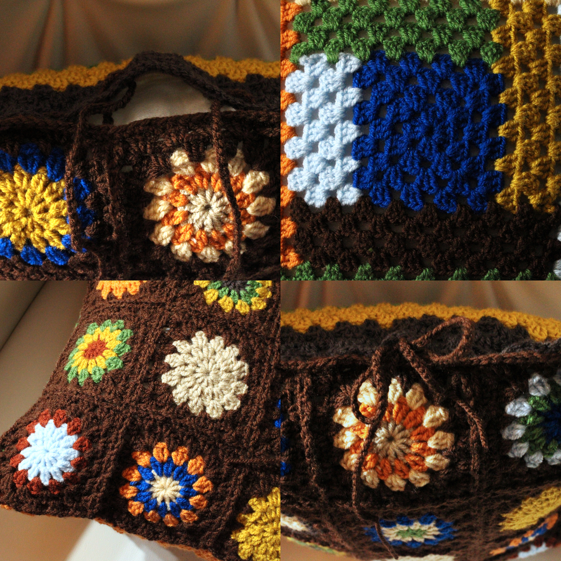 Fata de perna crosetata cu doua fete de 40x40cm.Una dintre fete este din granny squares, iar cealalta cu dungi. - accesorii locuință - textile de casă - perne decorative, perne - Artynos.ro