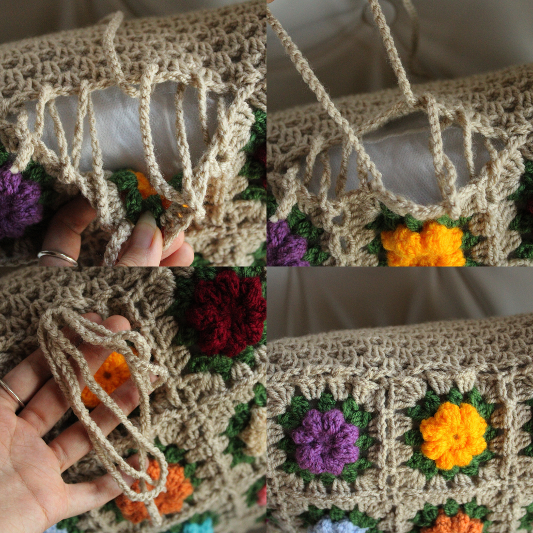 Fata de perna crosetata cu doua fete de 40x40cm.Una dintre fete este din granny squares, iar cealalta simpla. - accesorii locuință - textile de casă - perne decorative, perne - Artynos.ro