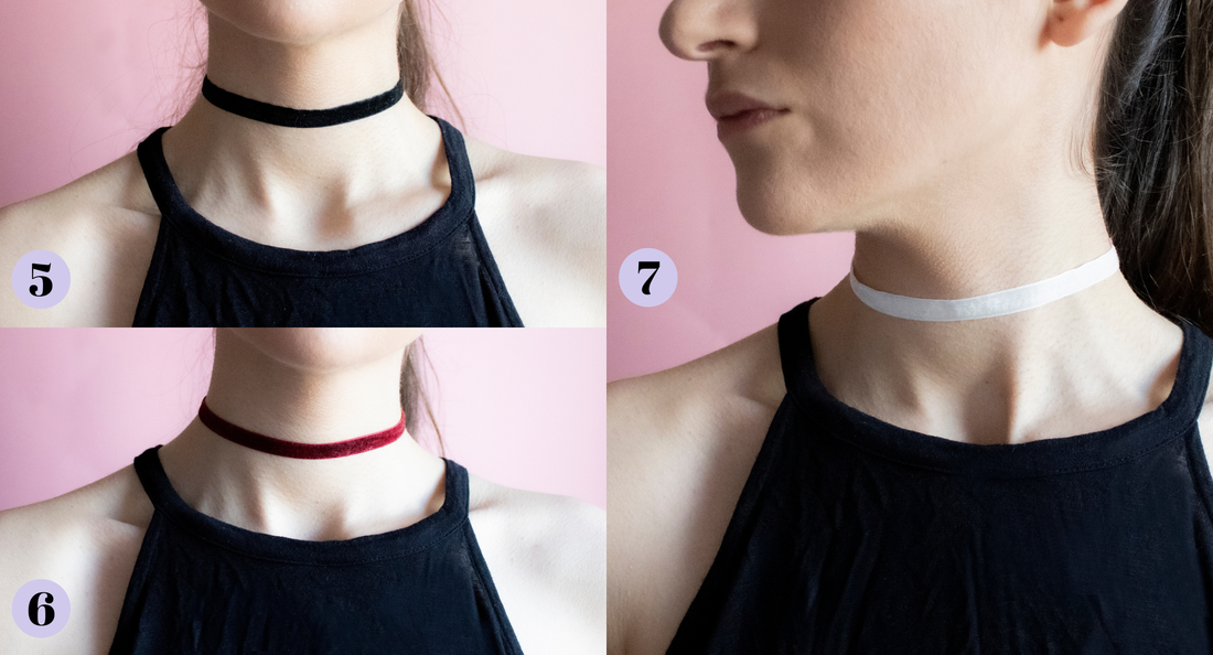 Coliere tip choker handmade din banda de catifea sau banda cu sclipici cu inchizatoare ajustabila - bijuterii - coliere - coliere fără pandative - Artynos.ro