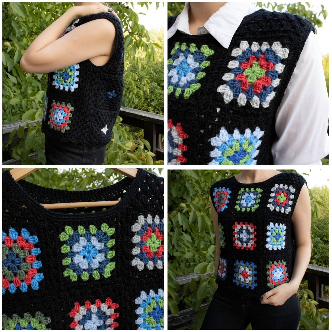 S - Vesta crosetata din granny squares realizate din fir acrilic  - îmbrăcăminte și modă - haine damă - tricou și top de damă - Artynos.ro