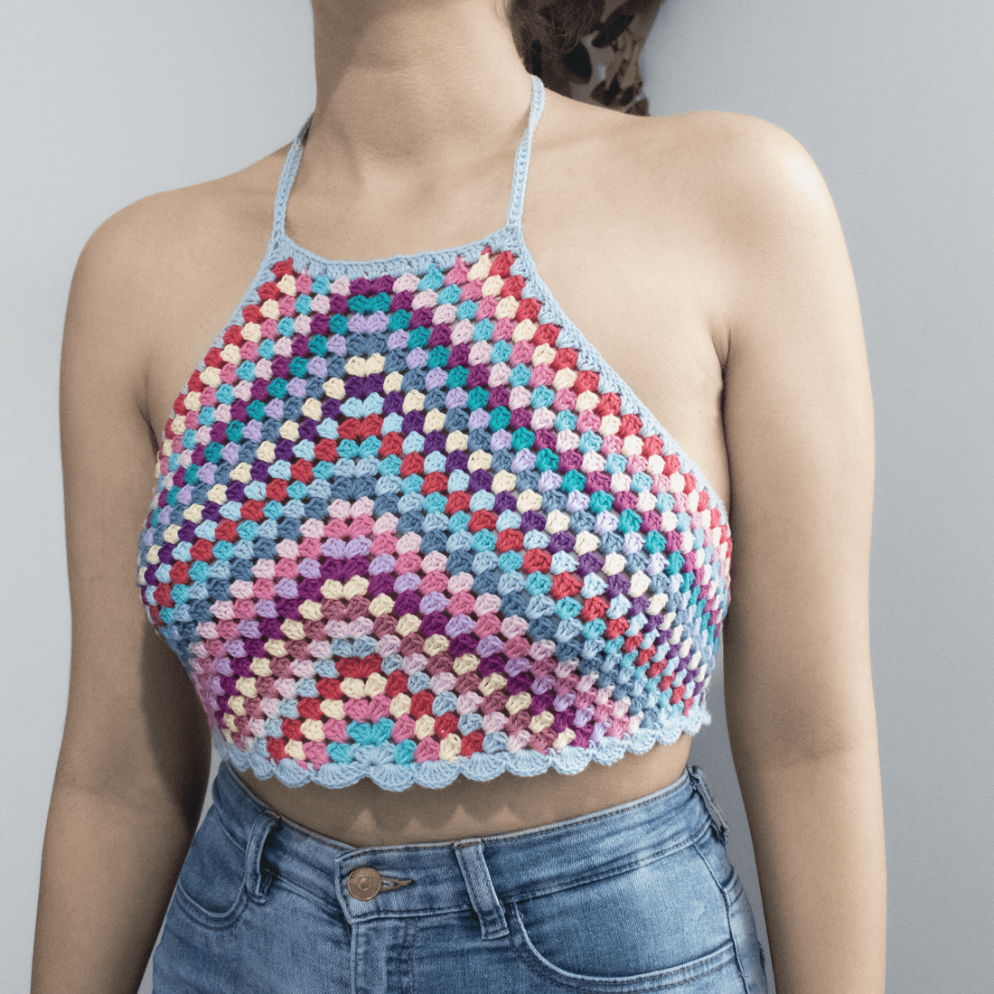 S/M - Crop top crosetat din fir de bumbac cu spatele gol - îmbrăcăminte și modă - haine damă - tricou și top de damă - Artynos.ro