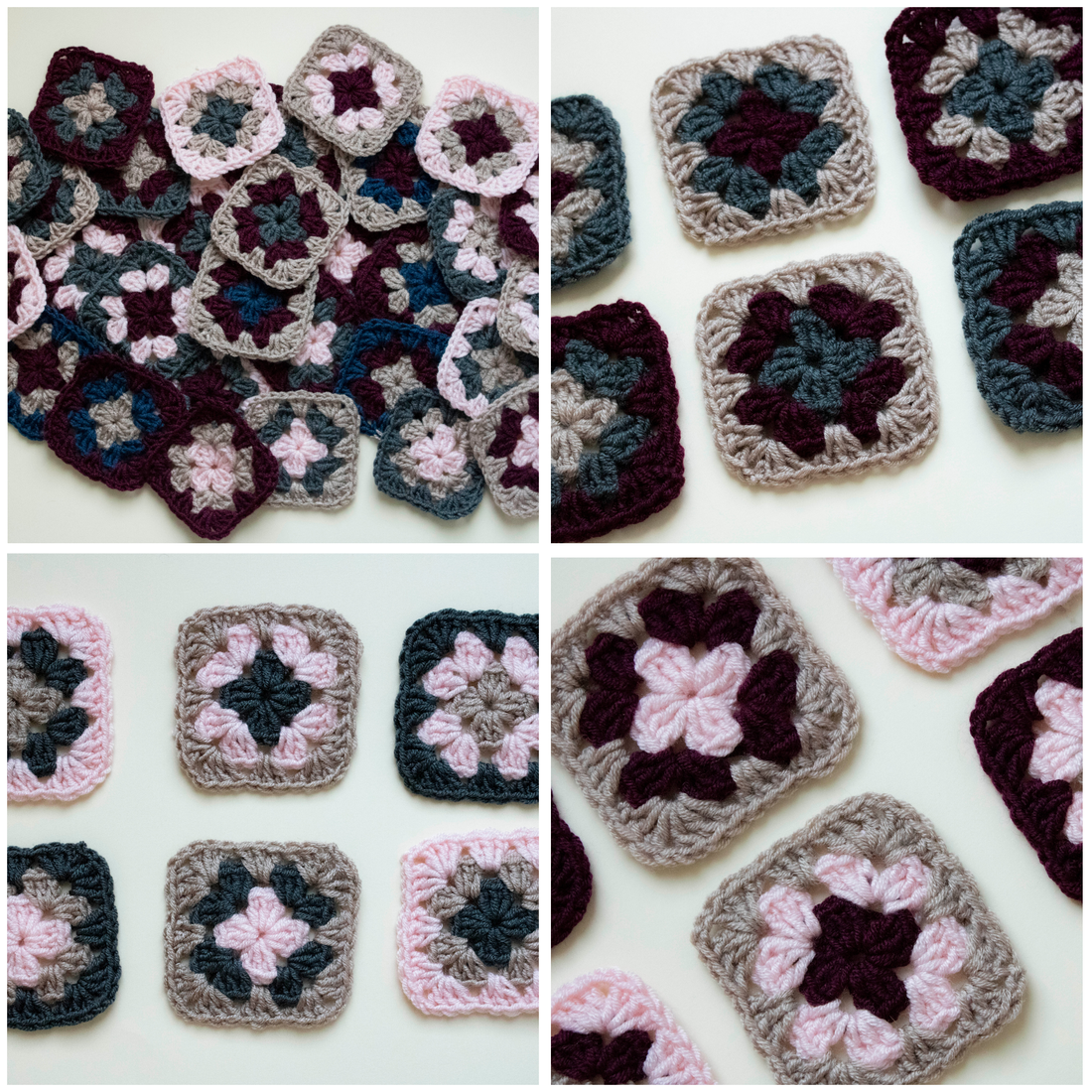 Granny squares (Patratul bunicii) crosetate in mai multe combinatii de culori - accessorii și unelte - accesorii decorative - alte accesorii - Artynos.ro