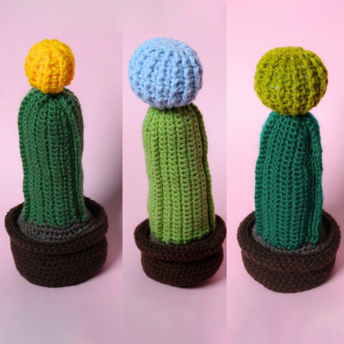 Cactusi decorativi crosetati disponibili in 3 variante de culori - jucării și echipamente pentru copii - jucării de pluș - legume, fructe de pluș - Artynos.ro