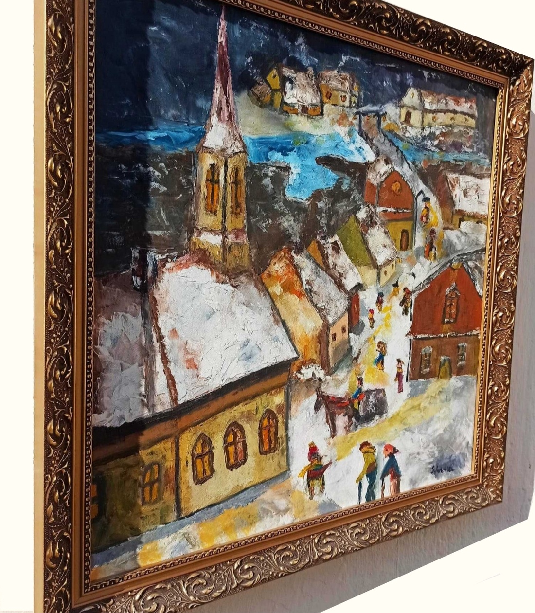 Iarna in Transilvania Pictura rara de sevalet. 30% Discount - arte vizuale și accesorii  - picturi - pictură în ulei - Artynos.ro