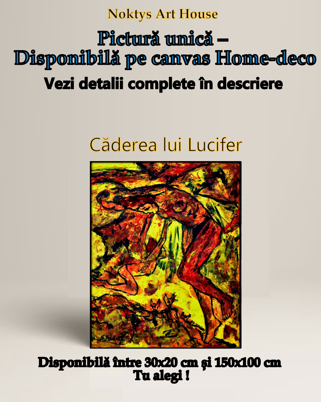 Tablou Home-deco Căderea lui Lucifer - în ediție deschisă - arte vizuale și accesorii  - picturi - pictură în ulei - Artynos.ro