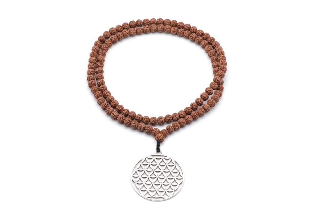 Mala 108 seminte de rudraksha - bijuterii - coliere - coliere cu pandantive - Artynos.ro