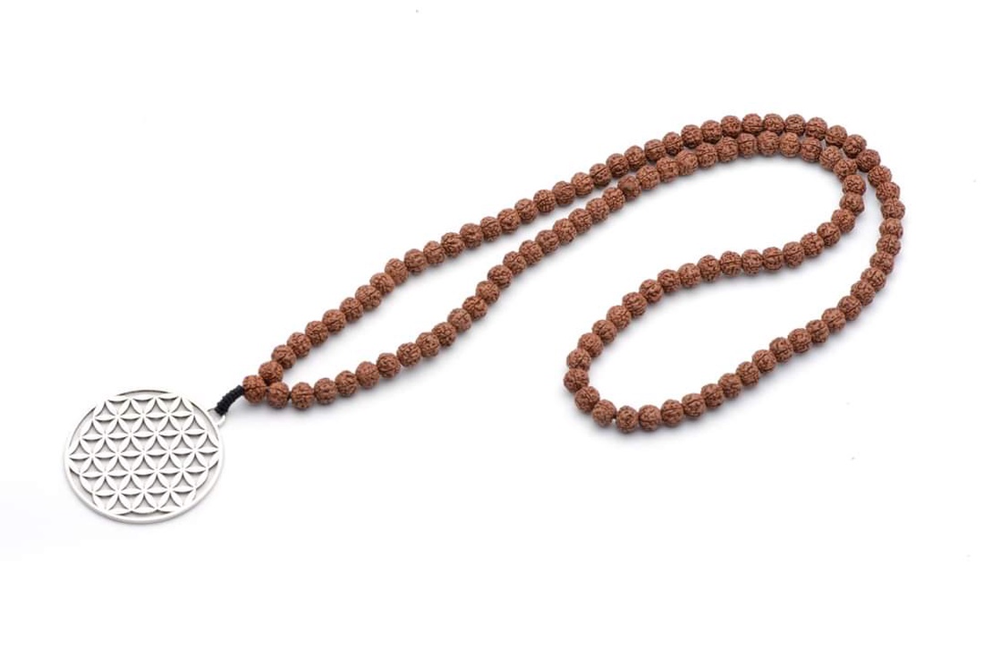 Mala 108 seminte de rudraksha - bijuterii - coliere - coliere cu pandantive - Artynos.ro