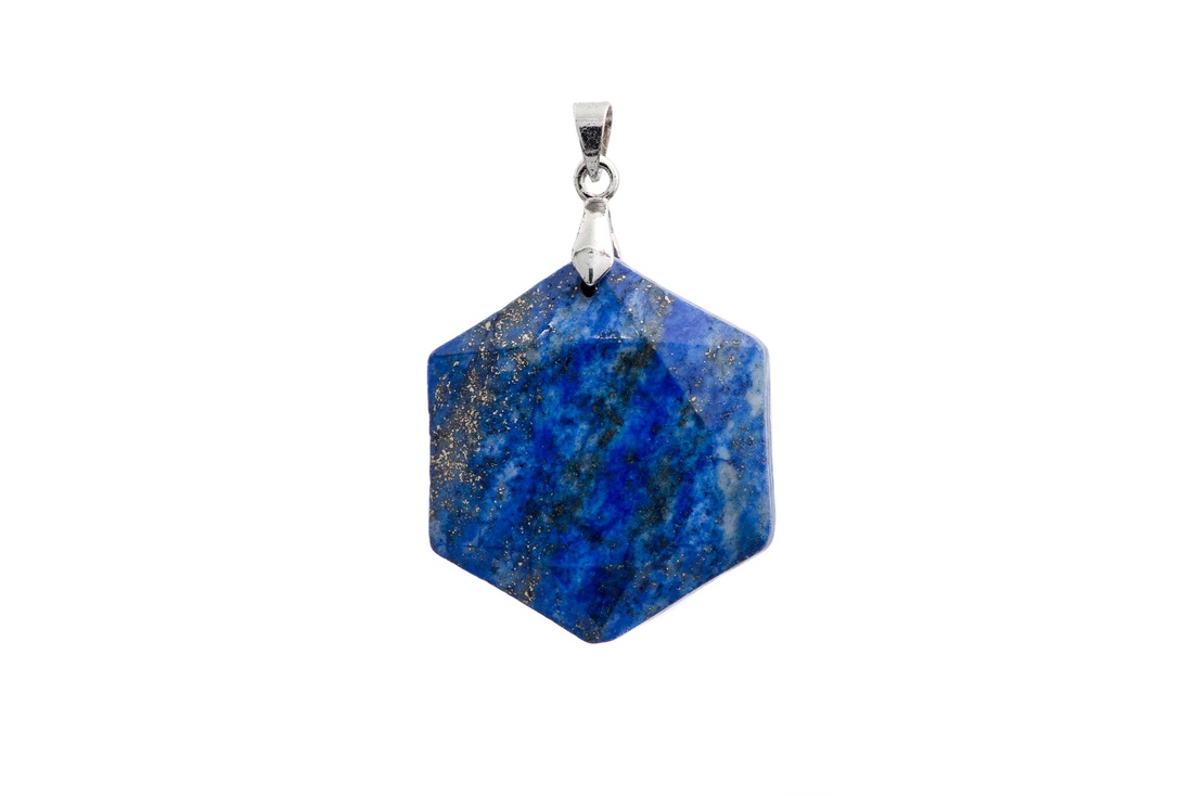 Pandantiv hexagonal din lapis lazuli natural - bijuterii - coliere - coliere cu pandantive - Artynos.ro