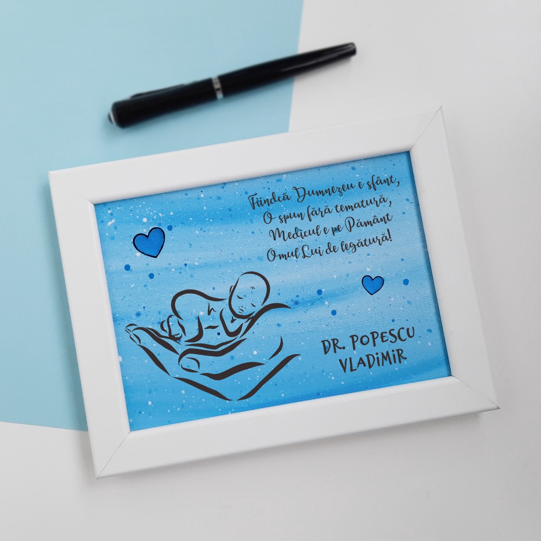 Placuta pentru medic pictata manual personalizata cu nume - casă & stil de viață - accesorii pentru decorat casa - picturi murale - panouri și tablouri, panouri decorative - Artynos.ro