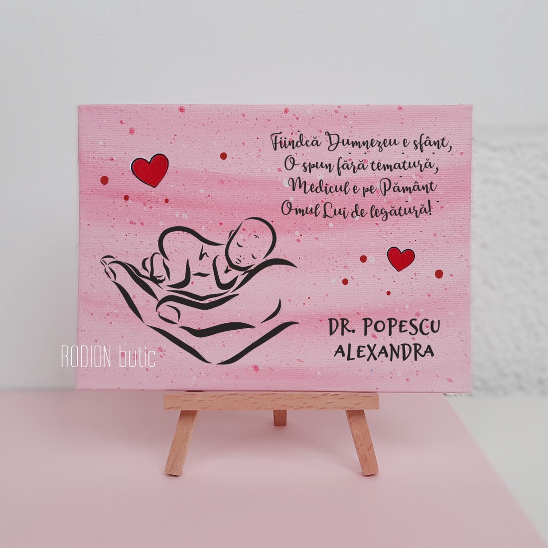 Placuta pentru medic pictata manual personalizata cu nume - casă & stil de viață - accesorii pentru decorat casa - picturi murale - panouri și tablouri, panouri decorative - Artynos.ro