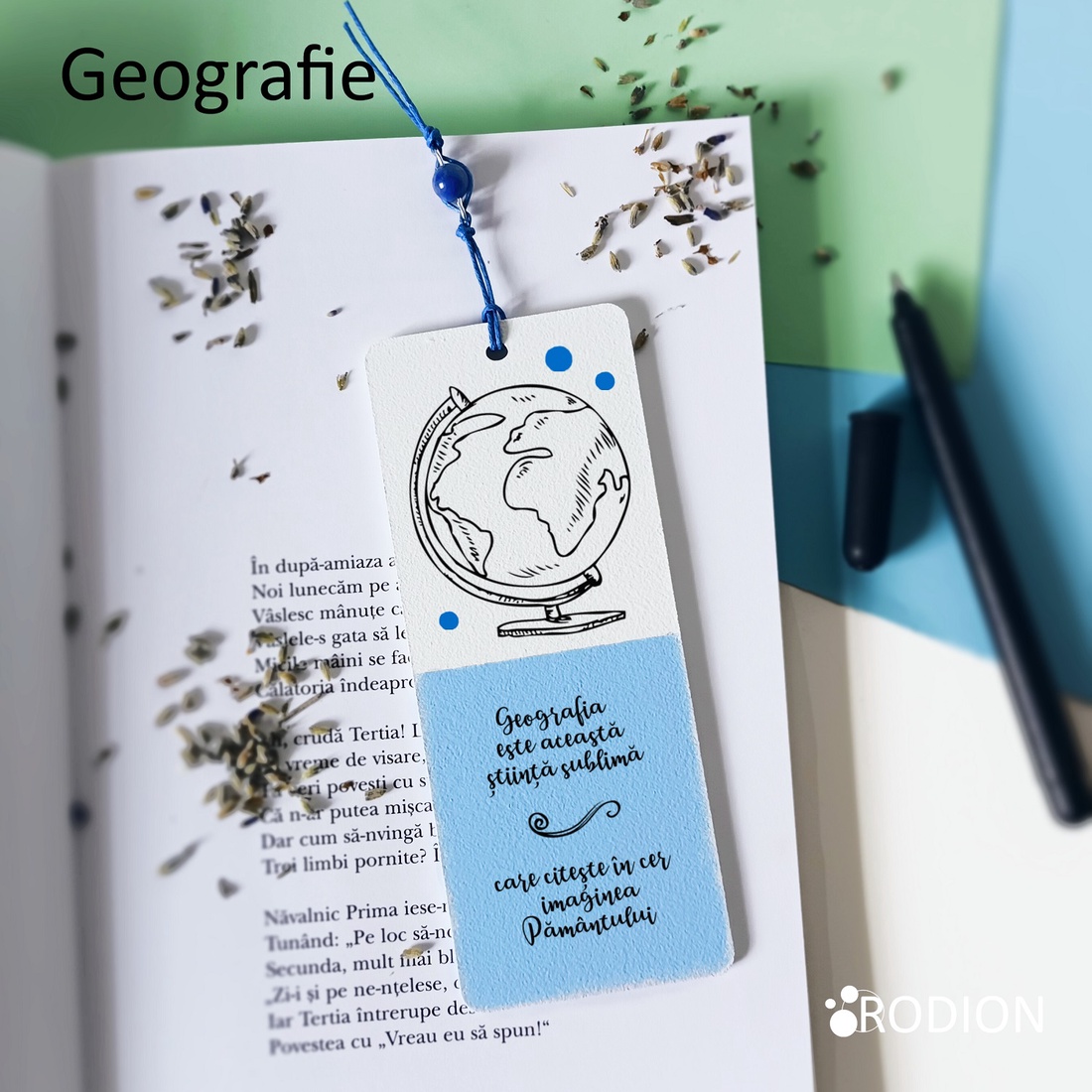 Semn de carte GEOGRAFIE cadru didactic personalizat cu mesaj lucrat manual - cărți și creații cu tematică muzicală, cadouri - semn de carte - Artynos.ro