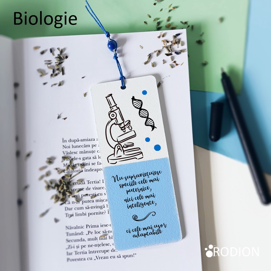 Semn de carte BIOLOGIE cadru didactic personalizat cu mesaj lucrat manual - cărți și creații cu tematică muzicală, cadouri - semn de carte - Artynos.ro