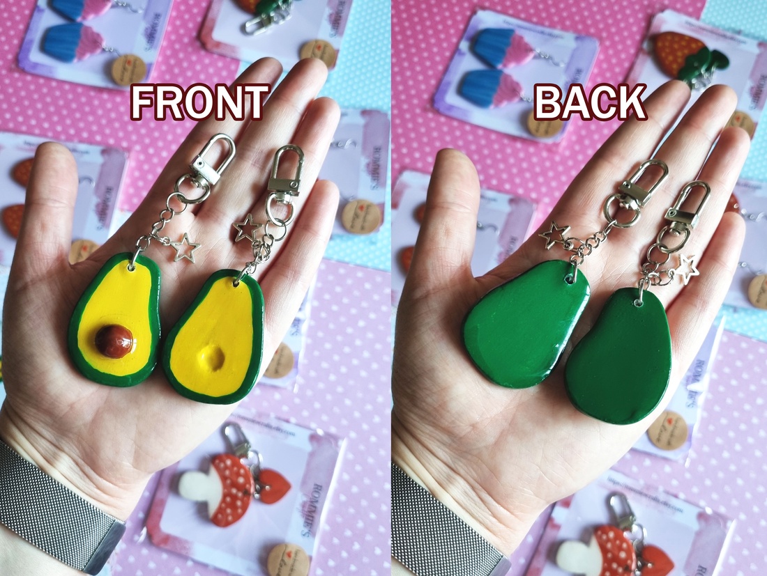 Set 2 Brelocuri Handmade Avocado - Cadoul Perfect pentru Prieteni sau Cupluri - Charm din Lut pentru Genti - geantă și husă - accesorii genți - breloc - Artynos.ro