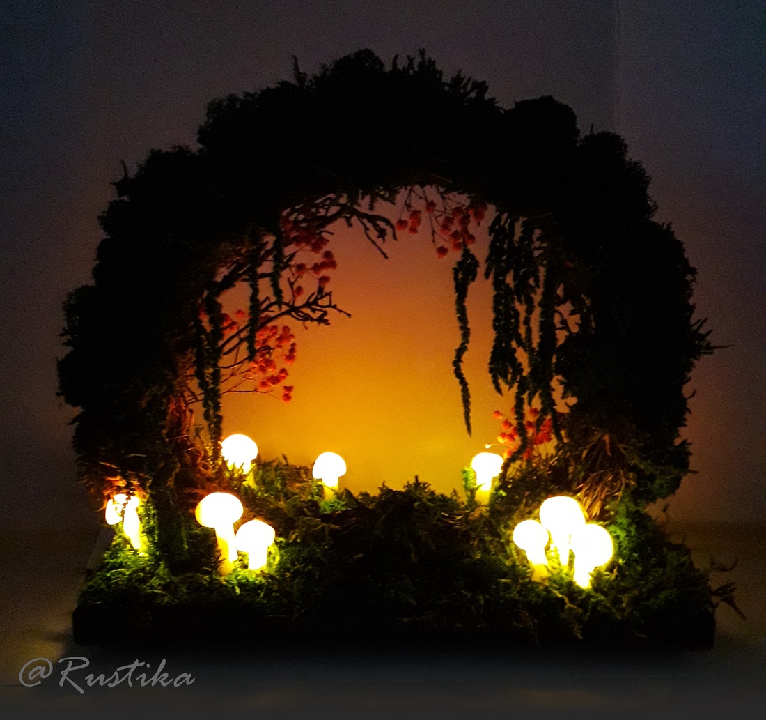 Decor ciuperci luminoase,  coroniță cu ciuperci, Moon Gate ciuperci luminoase  - casă & stil de viață - accesorii pentru decorat casa - suport de flori - coronițe decor - Artynos.ro