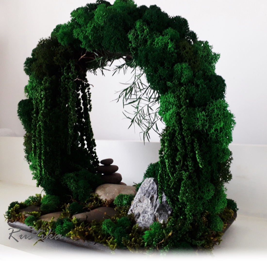 Moon Gate vegetal, Poarta lunii, Grădină zen, Decor muschi - casă & stil de viață - accesorii pentru decorat casa - decorațiuni de masă și decorațiuni pentru rafturi  - bonsai, bonsai boluri, bonsai copac - Artynos.ro