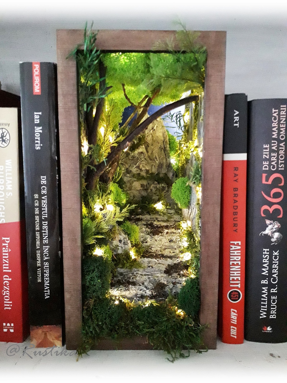 Book nook Colț de pădure, Miniatura bibliotecă, Dioramă pădure - casă & stil de viață - accesorii pentru decorat casa - decorațiuni de masă și decorațiuni pentru rafturi  - cutii decor, cutii de suveniruri - Artynos.ro