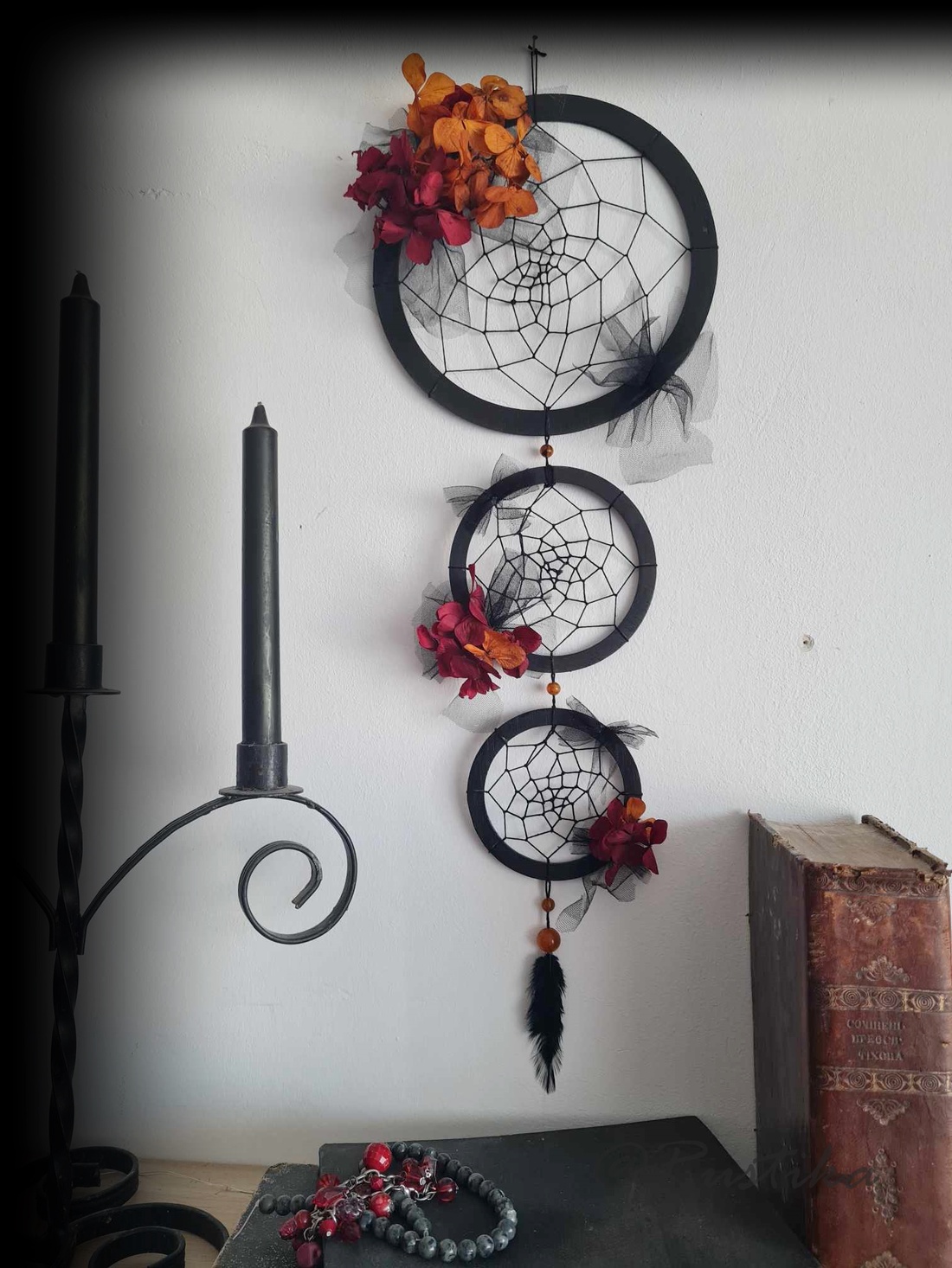 Decor de perete culori toamnă, Decor gotic-romantic, Dream catcher - casă & stil de viață - accesorii pentru decorat casa - decorațiuni de pereți, decorațiuni suspendate - capcană de vise - Artynos.ro