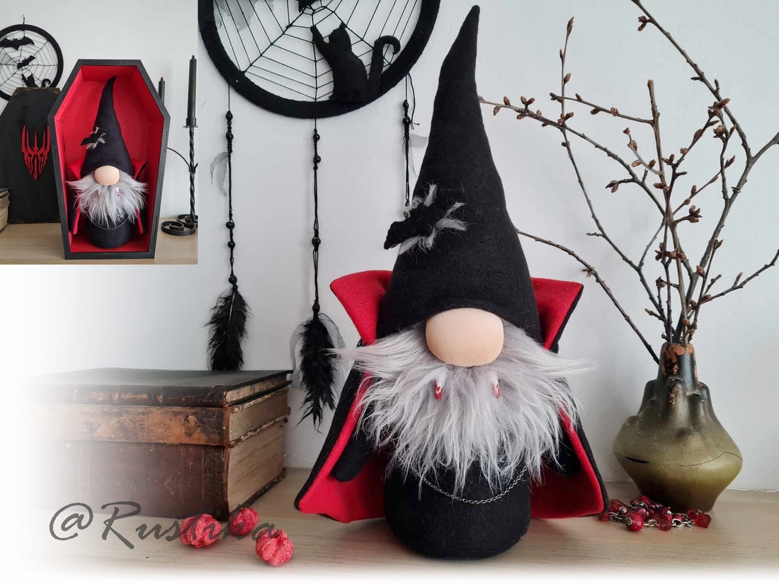 Gnom de colecție, Gnomula - Dracula gnom, Decor Halloween, Figurina Halloween - casă & stil de viață - accesorii pentru decorat casa - gnom - Artynos.ro