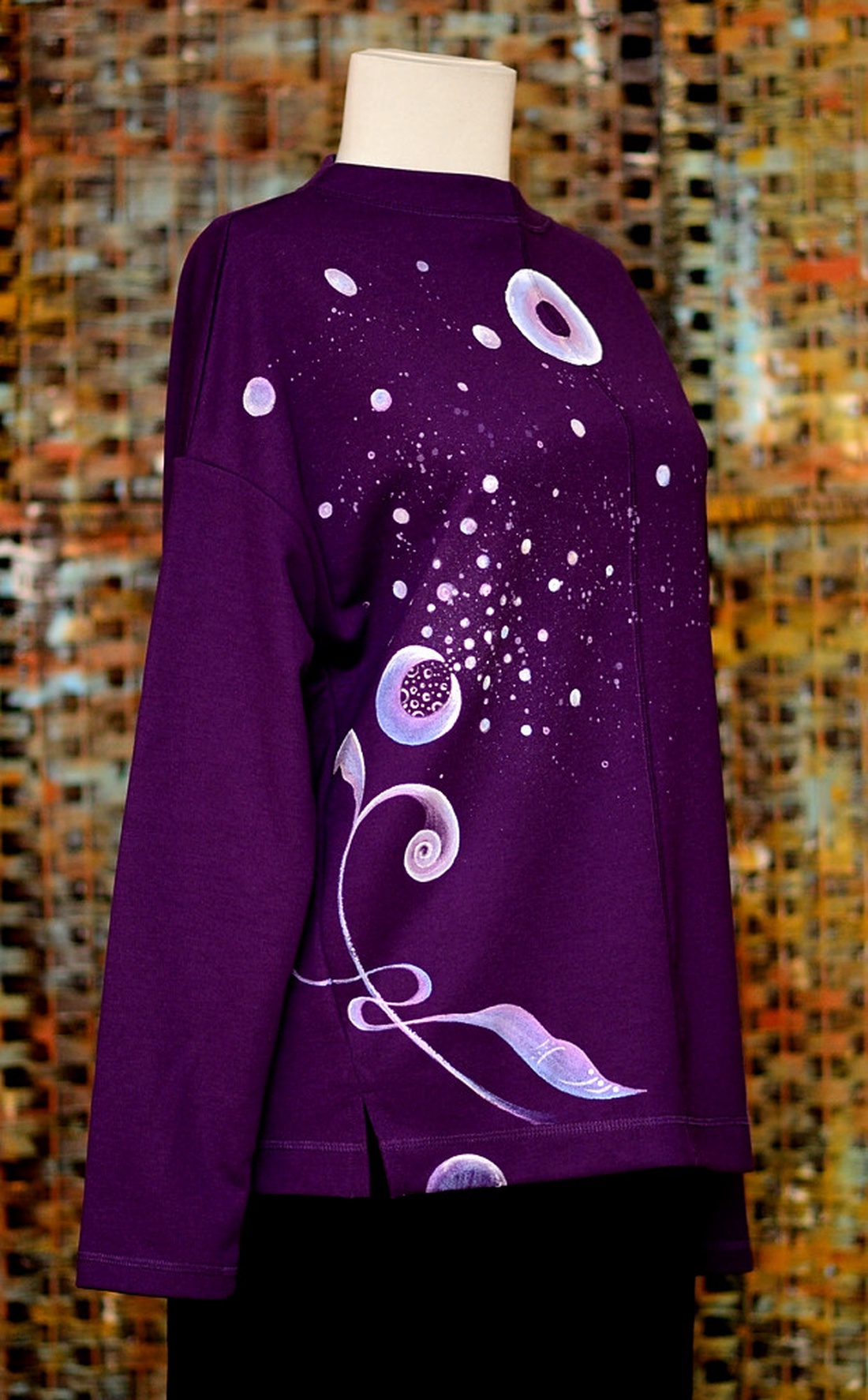 Bluza violet pictata, unicat - îmbrăcăminte și modă - haine damă - bluze damă - Artynos.ro