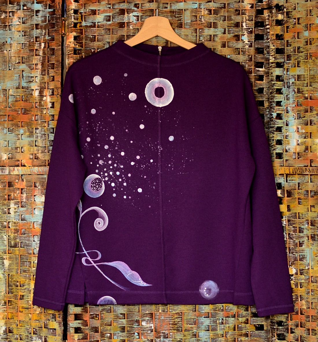 Bluza violet pictata, unicat - îmbrăcăminte și modă - haine damă - bluze damă - Artynos.ro