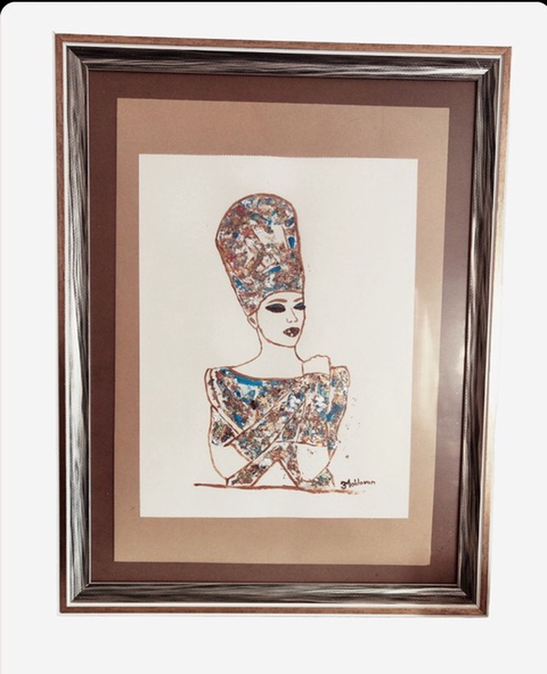 Tablou pictat manual-Nefertiti - casă & stil de viață - accesorii pentru decorat casa - picturi murale - tablouri/picturi pe pânză - Artynos.ro