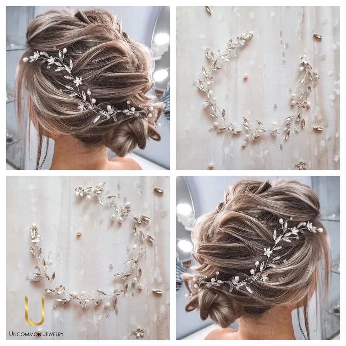 MARA - Coronita mireasa cu perle naturale si cristale - accesorii nuntă - ornamente de păr de nuntă - accesorii păr nuntă - Artynos.ro