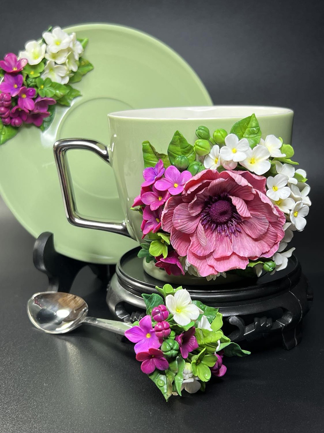 Set cafea/ceai cu farfurioara si lingurita - casă & stil de viață - accesorii pentru echipamente de bucătărie - accesorii de servire - cești cafea, set ceai - Artynos.ro