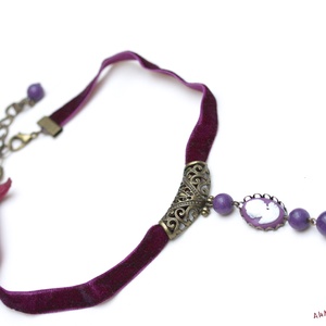 Colier choker cu jad violet si camee - bijuterii - coliere - coliere cu pandantive - Artynos.ro