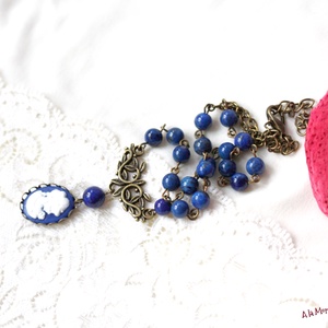 Colier choker cu camee si lapis lazuli - bijuterii - coliere - coliere cu pandantive - Artynos.ro