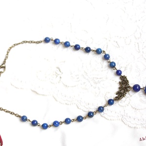 Colier choker cu camee si lapis lazuli - bijuterii - coliere - coliere cu pandantive - Artynos.ro