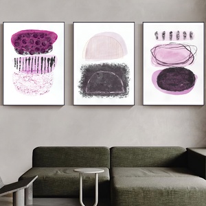 Set 3 printuri acuarela pe hartie poster acuarela print abstract roz negru decoratiune interioara design interior cadou - casă & stil de viață - accesorii pentru decorat casa - picturi murale - postere - Artynos.ro