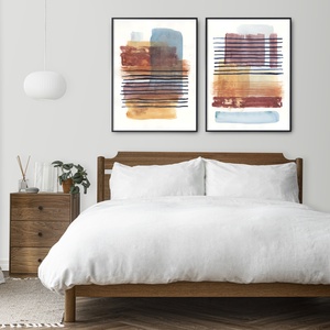 Set 2 Printuri Acuarela originala poster cadou inedit print abstract portocaliu decoratiune interioara design interior  - casă & stil de viață - accesorii pentru decorat casa - picturi murale - postere - Artynos.ro