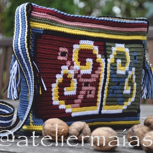 Geanta handmade Dobrogea- motiv popular traditional floarea pologului colectia traditional - geantă și husă - genți de umăr și genți de mână - genți de umăr - Artynos.ro